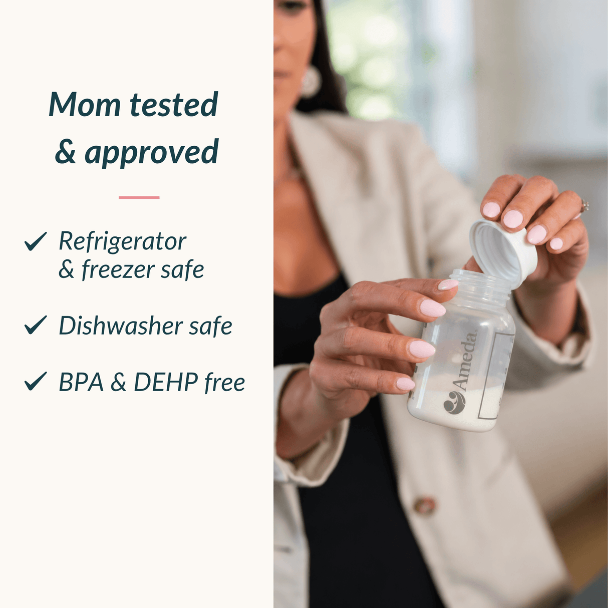 Ameda HygieniKit® Breast Milk Storage Bottle with Lock-Tight Cap, 4 Count