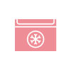A pink freezer icon with a snowflake symbol.