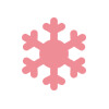 Pink snowflake icon with six symmetrical branches.