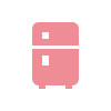 Icon of a pink refrigerator on a white background.