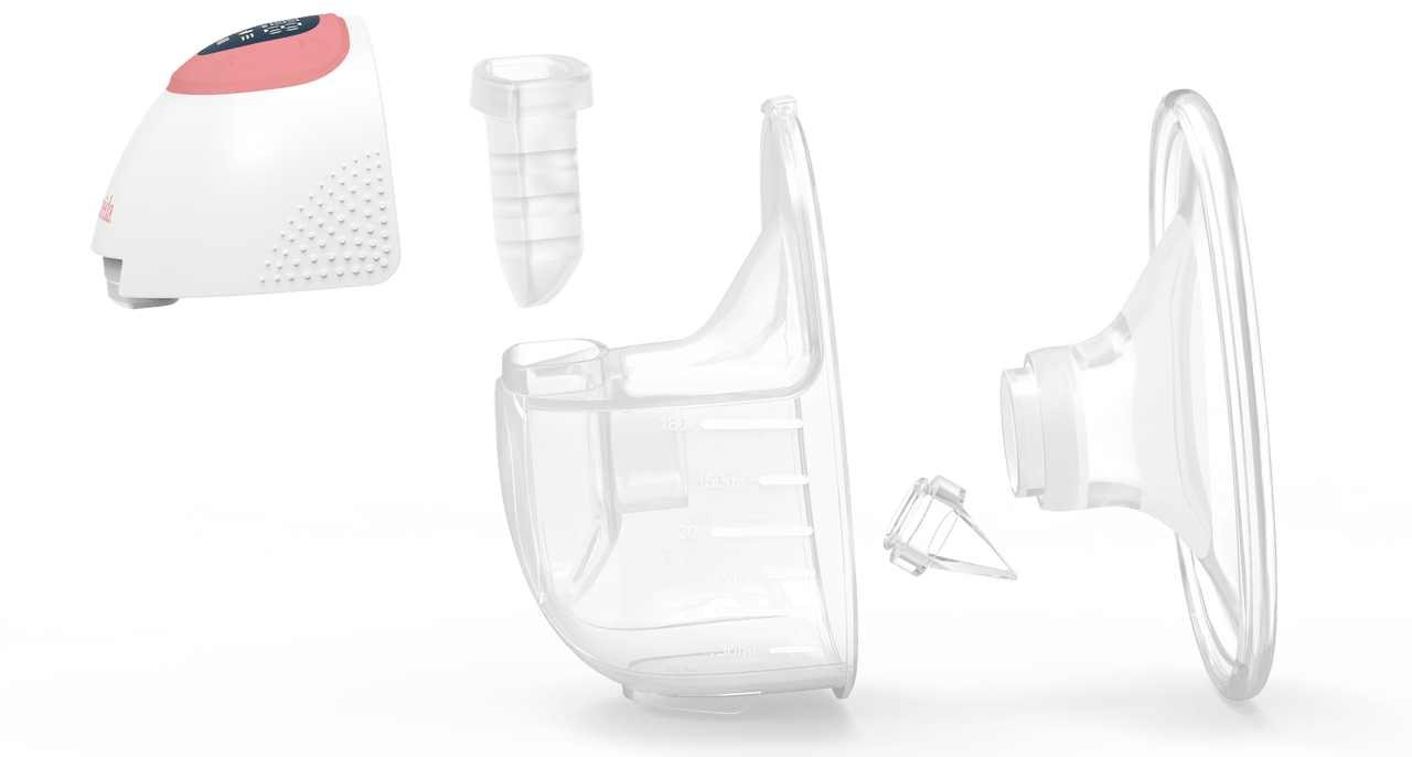 Ameda Glo Pump with disassembled to show each part