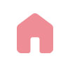 Simple pink house icon on a white background.