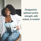 Woman wearing pumping bra with Ameda double pump