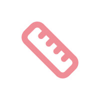 Pink ruler icon with rounded corners and four measurement marks.