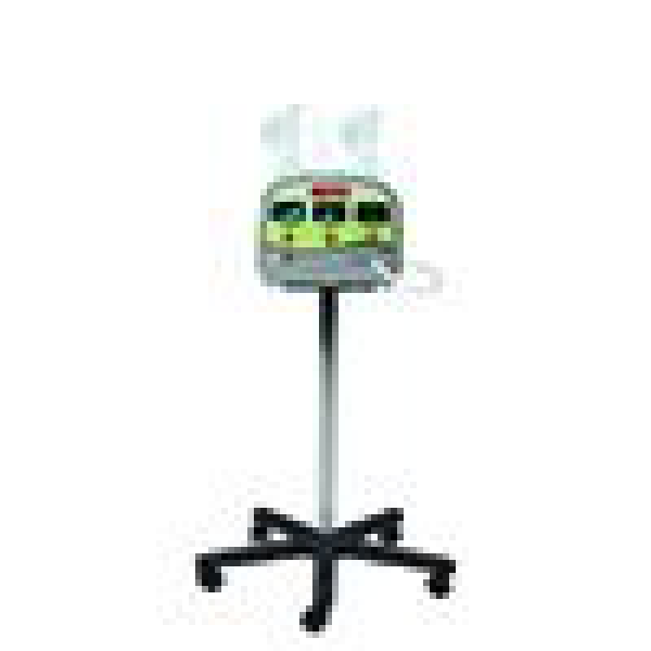 A medical device mounted on a wheeled stand. The device features a digital display with various buttons and indicators, predominantly in green and black. The stand has a five-legged base on wheels, allowing easy movement. The overall design appears to be intended for use in a clinical or healthcare setting.