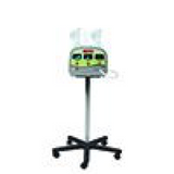 A medical device mounted on a wheeled stand. The device features a digital display with various buttons and indicators, predominantly in green and black. The stand has a five-legged base on wheels, allowing easy movement. The overall design appears to be intended for use in a clinical or healthcare setting.
